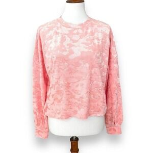 🍀 Freshman 1996 Pink Camo Terry Burnout Cropped Sweatshirt Size Small